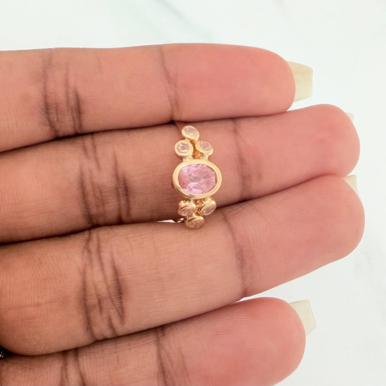 Anillo Ovalo Burbujas 1.4gr / T7 / Oro Amarillo 18K $
