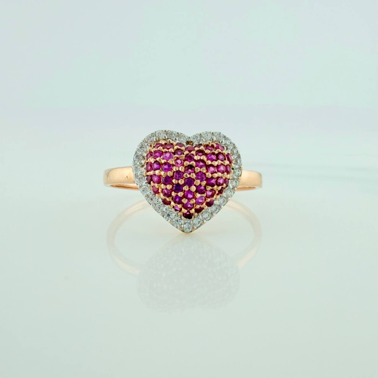 Anillo Corazon Tupido 2.5gr / T8 3/4 / Dos Oros Blanco Rosa 18K $