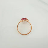 Anillo Corazon Tupido 2.5gr / T8 3/4 / Dos Oros Blanco Rosa 18K $