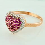 Anillo Corazon Tupido 2.5gr / T8 3/4 / Dos Oros Blanco Rosa 18K $