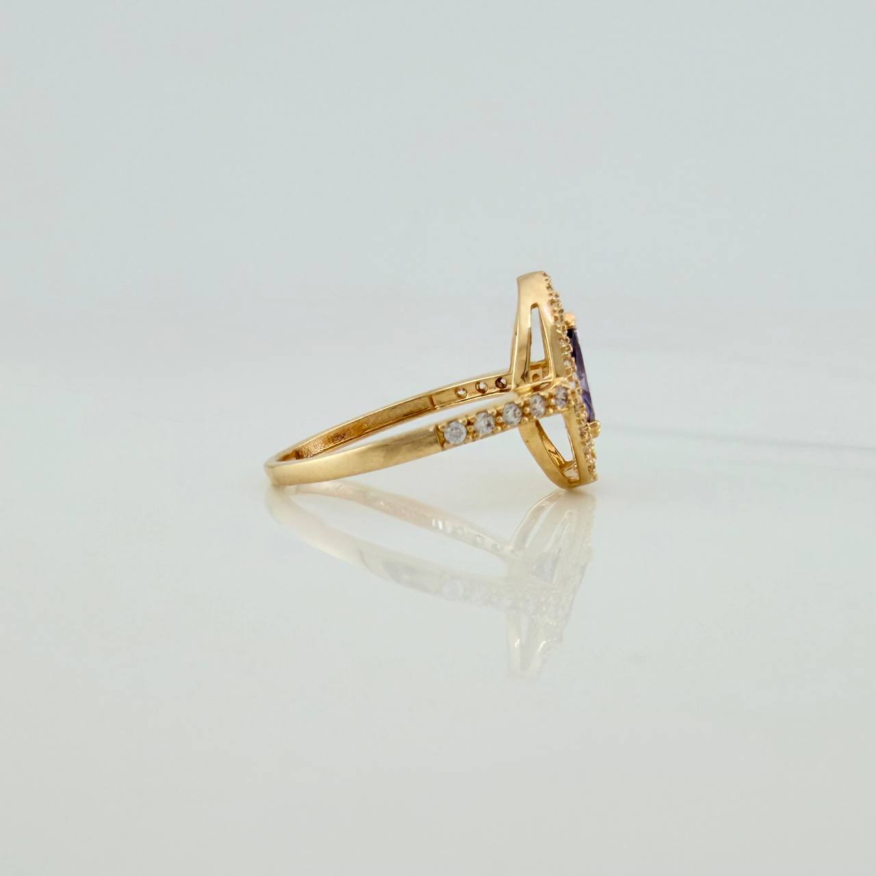 Anillo Halo Gota 2.35gr / T5 3/4 / Oro Amarillo 18K