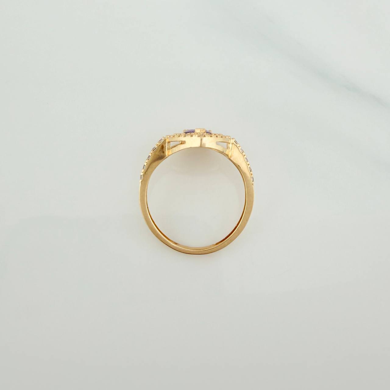 Anillo Halo Gota 2.35gr / T5 3/4 / Oro Amarillo 18K