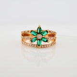 Anillo Flor Tres Lineas 3.85gr / T7 1/2 / Oro Amarillo 18K