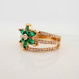 Anillo Flor Tres Lineas 3.85gr / T7 1/2 / Oro Amarillo 18K