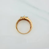 Anillo Flor Tres Lineas 3.85gr / T7 1/2 / Oro Amarillo 18K