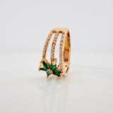 Anillo Flor Tres Lineas 3.85gr / T7 1/2 / Oro Amarillo 18K