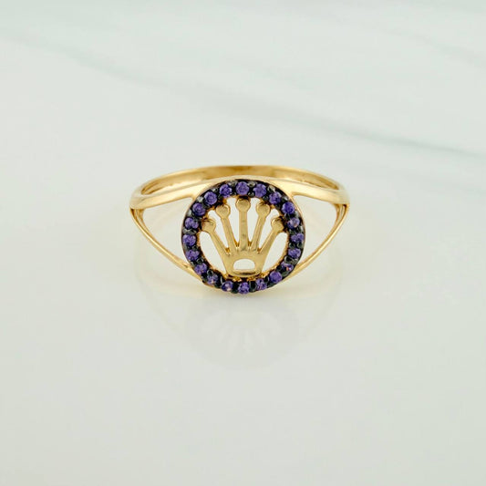 Anillo Corona 1.7gr / T7 1/2 / Dos Oros Negro Amarillo 18K