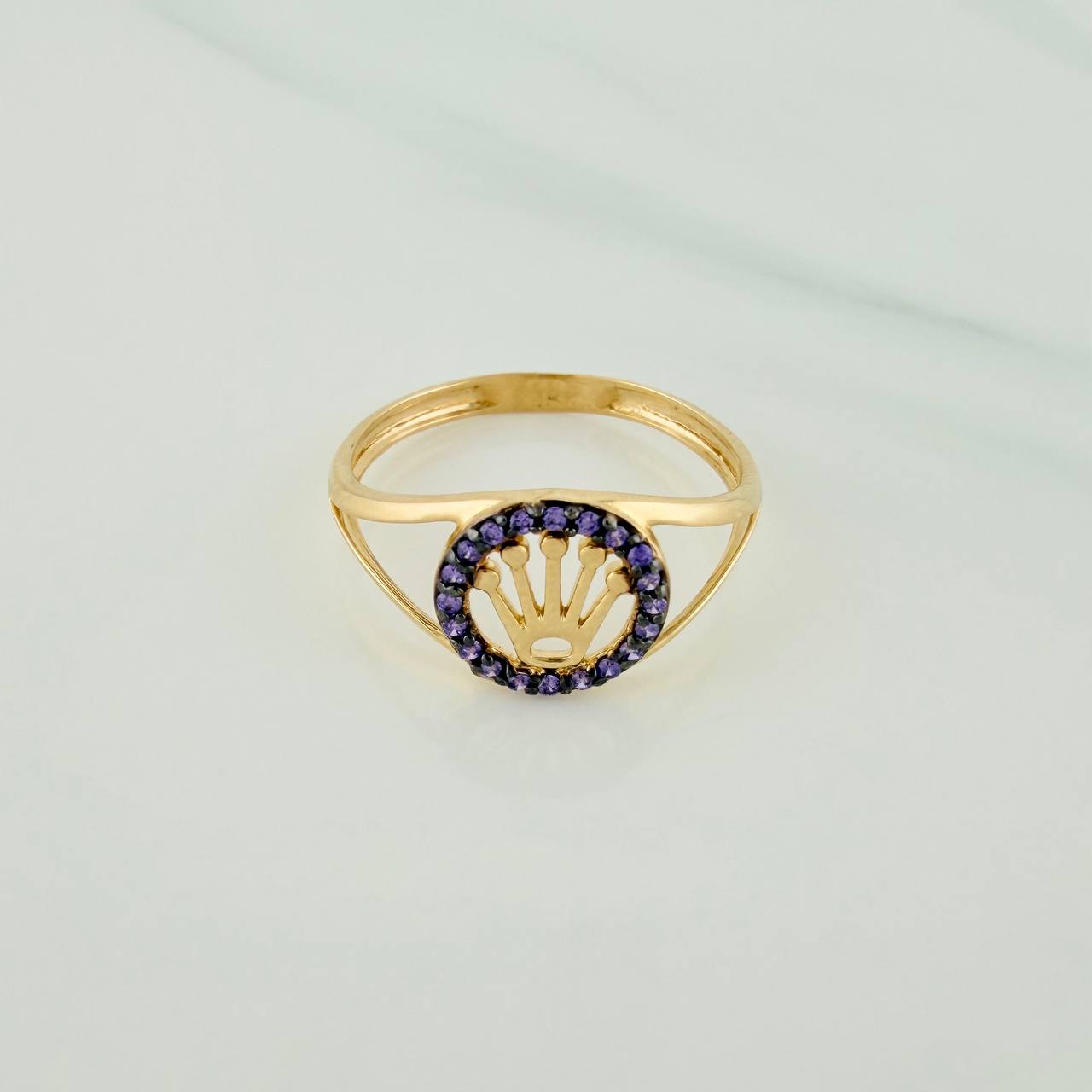 Anillo Corona 1.7gr / T7 1/2 / Dos Oros Negro Amarillo 18K