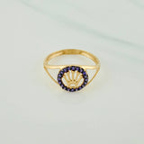 Anillo Corona 1.7gr / T7 1/2 / Dos Oros Negro Amarillo 18K