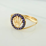 Anillo Corona 1.7gr / T7 1/2 / Dos Oros Negro Amarillo 18K