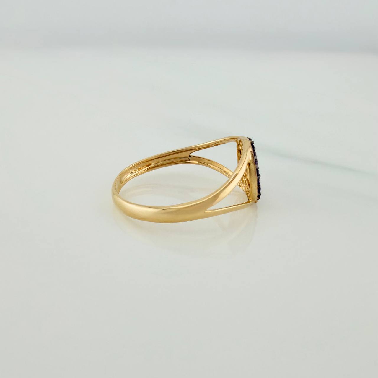 Anillo Corona 1.7gr / T7 1/2 / Dos Oros Negro Amarillo 18K