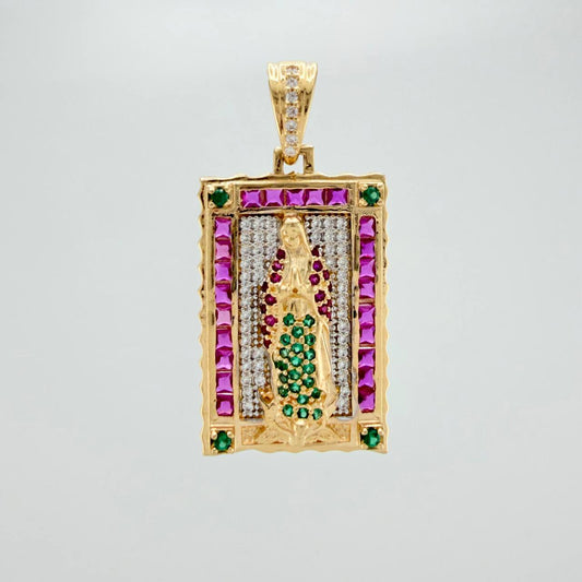 Dije Virgen Guadalupe 7.15gr / 3.6cm / Dos Oros Amarillo Blanco 18K