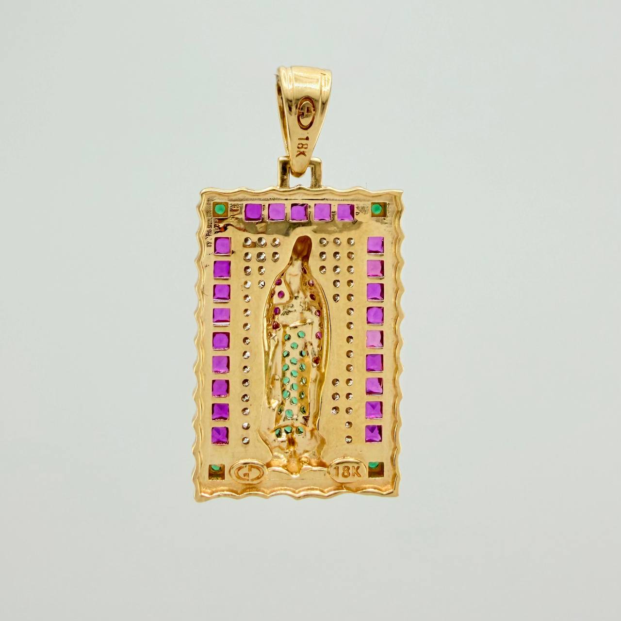 Dije Virgen Guadalupe 7.15gr / 3.6cm / Dos Oros Amarillo Blanco 18K