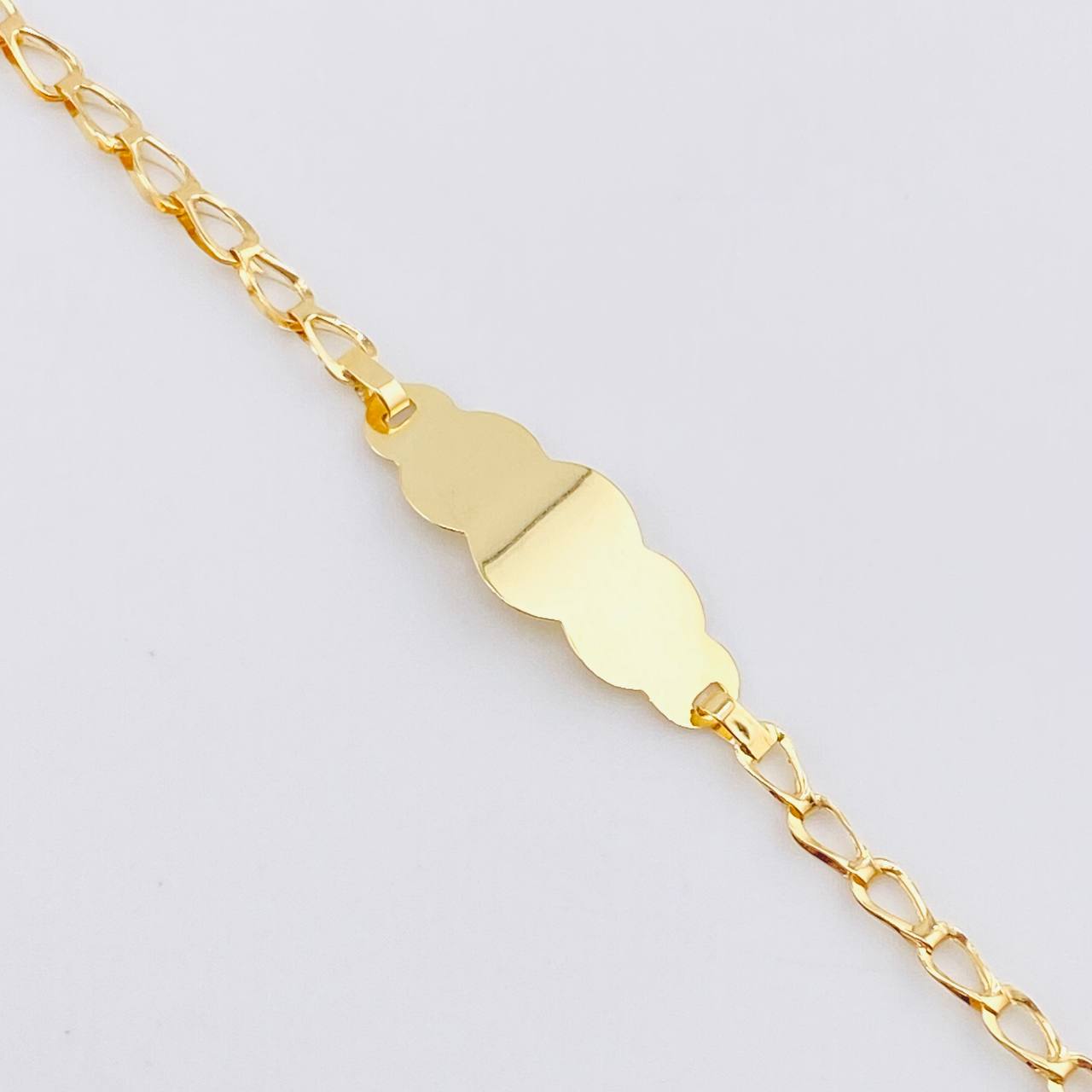Pulso Bebé Espiga Placa Nube 1.15gr / 16cm / 2.5mm Oro Amarillo 18K *