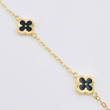 Pulso Aro Seguido Trebol Negro 3.3gr / 19cm / 9.9mm Oro Amarillo 18K *