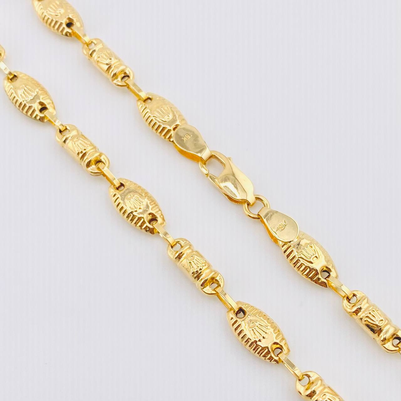 Cadena Rustica Cilindros Coronas 14.05gr / 65cm / 5.3mm Oro Amarillo 18K *