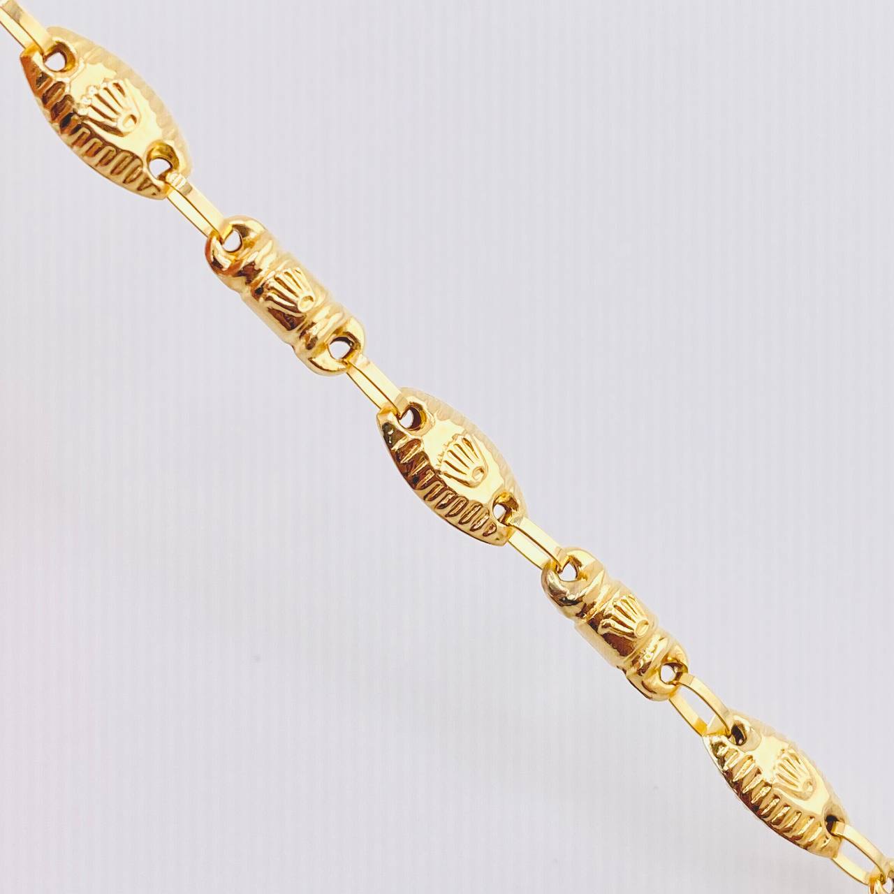 Cadena Rustica Cilindros Coronas 14.05gr / 65cm / 5.3mm Oro Amarillo 18K *