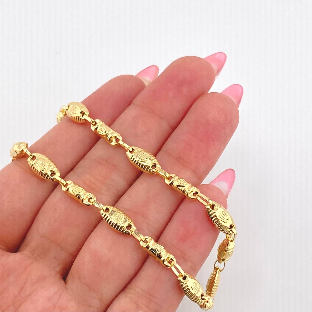 Cadena Rustica Cilindros Coronas 14.05gr / 65cm / 5.3mm Oro Amarillo 18K *