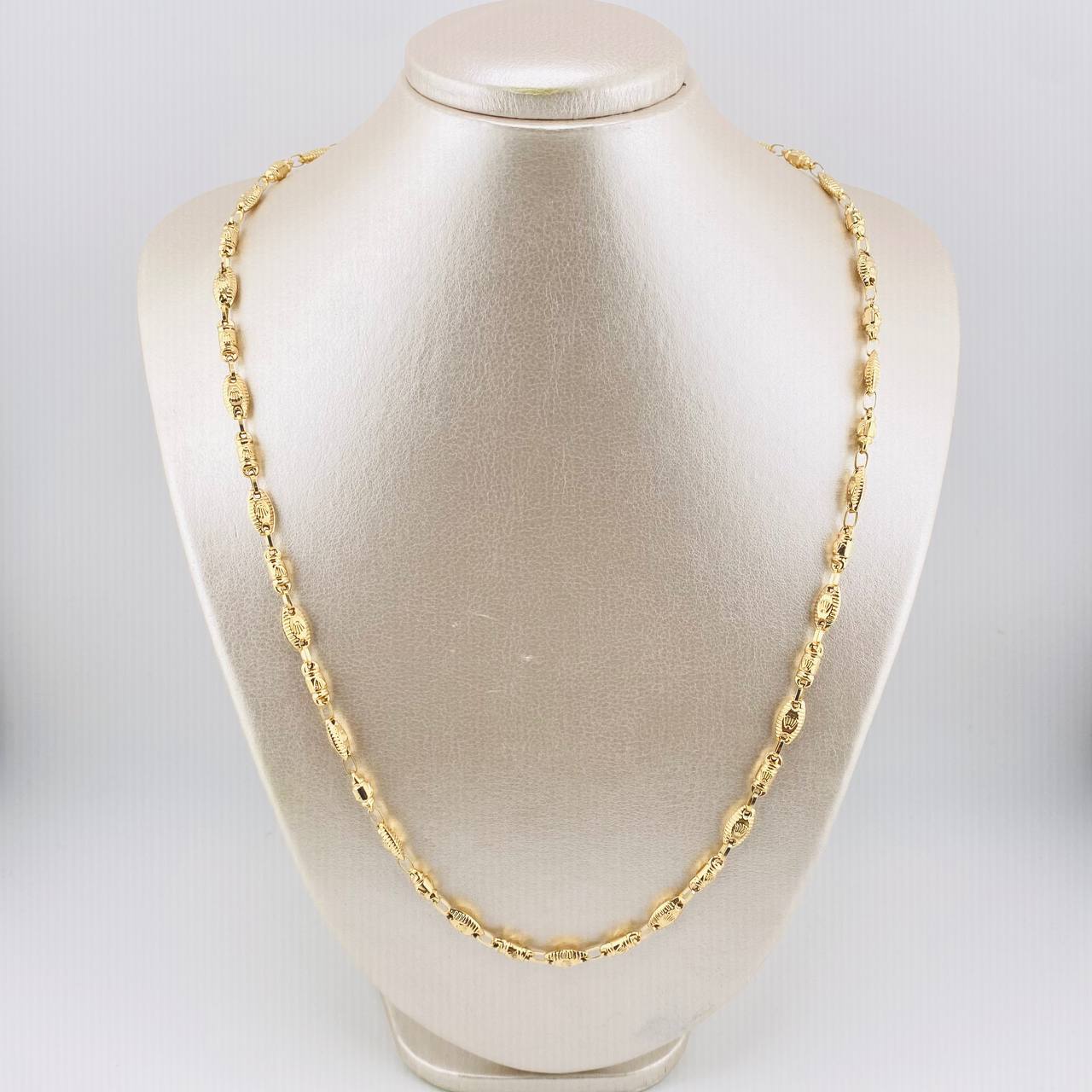 Cadena Rustica Cilindros Coronas 14.05gr / 65cm / 5.3mm Oro Amarillo 18K *