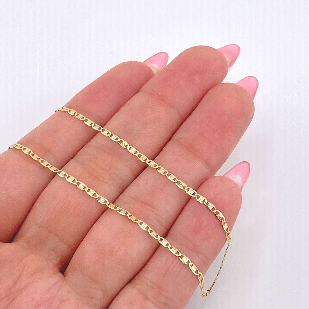 Cadena Plana Diamantada 1.45gr / 35cm / 1.6mm Tres Oros +3 18K *