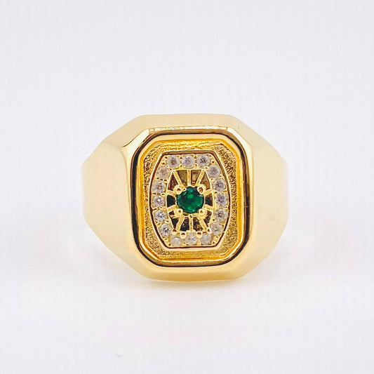 Anillo Recuadro Hexagonal Mate 3.75gr / T9 / Oro Amarillo 18K