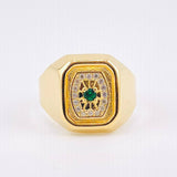 Anillo Recuadro Hexagonal Mate 3.9gr / T8 / Oro Amarillo 18K *