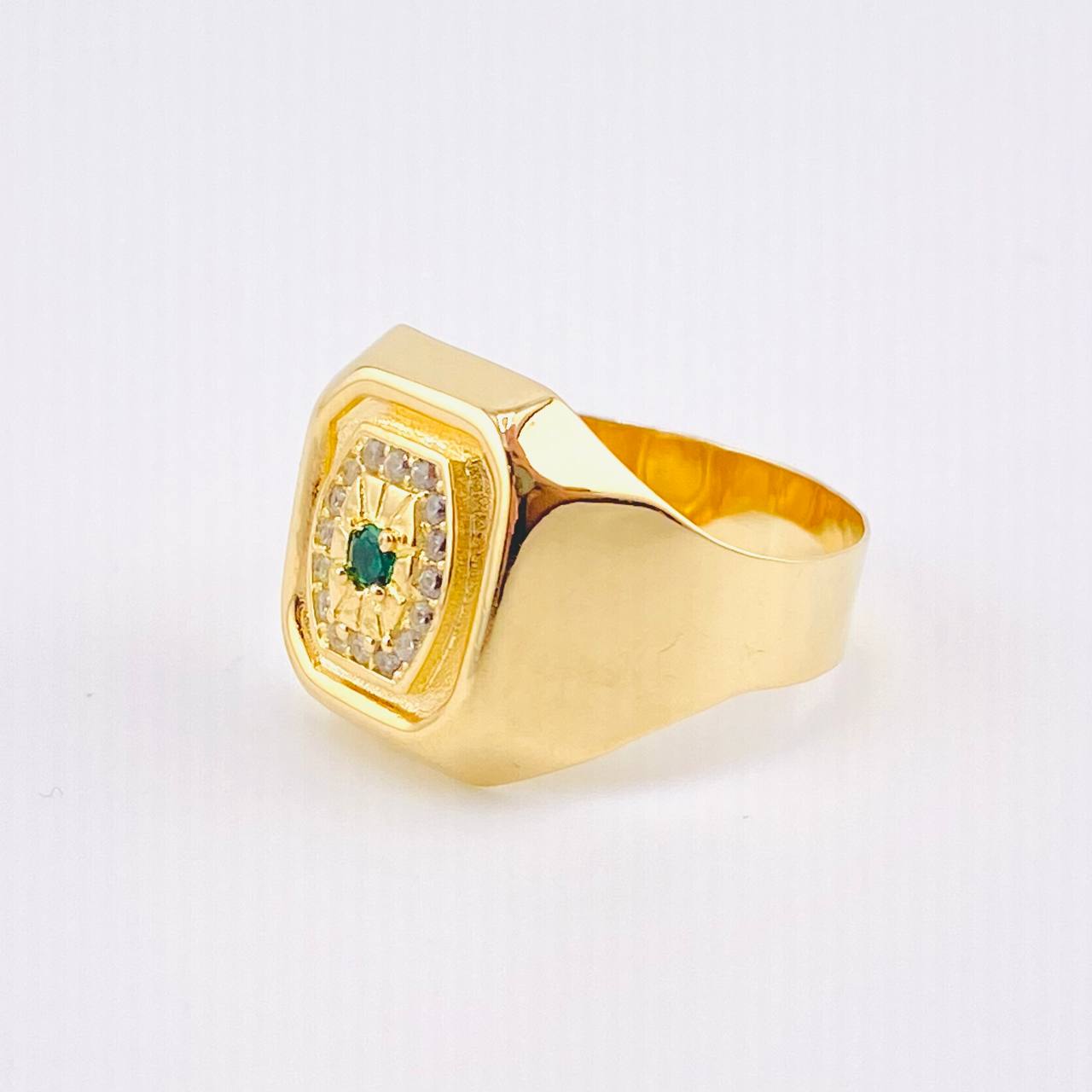 Anillo Recuadro Hexagonal Mate 3.9gr / T8 / Oro Amarillo 18K *