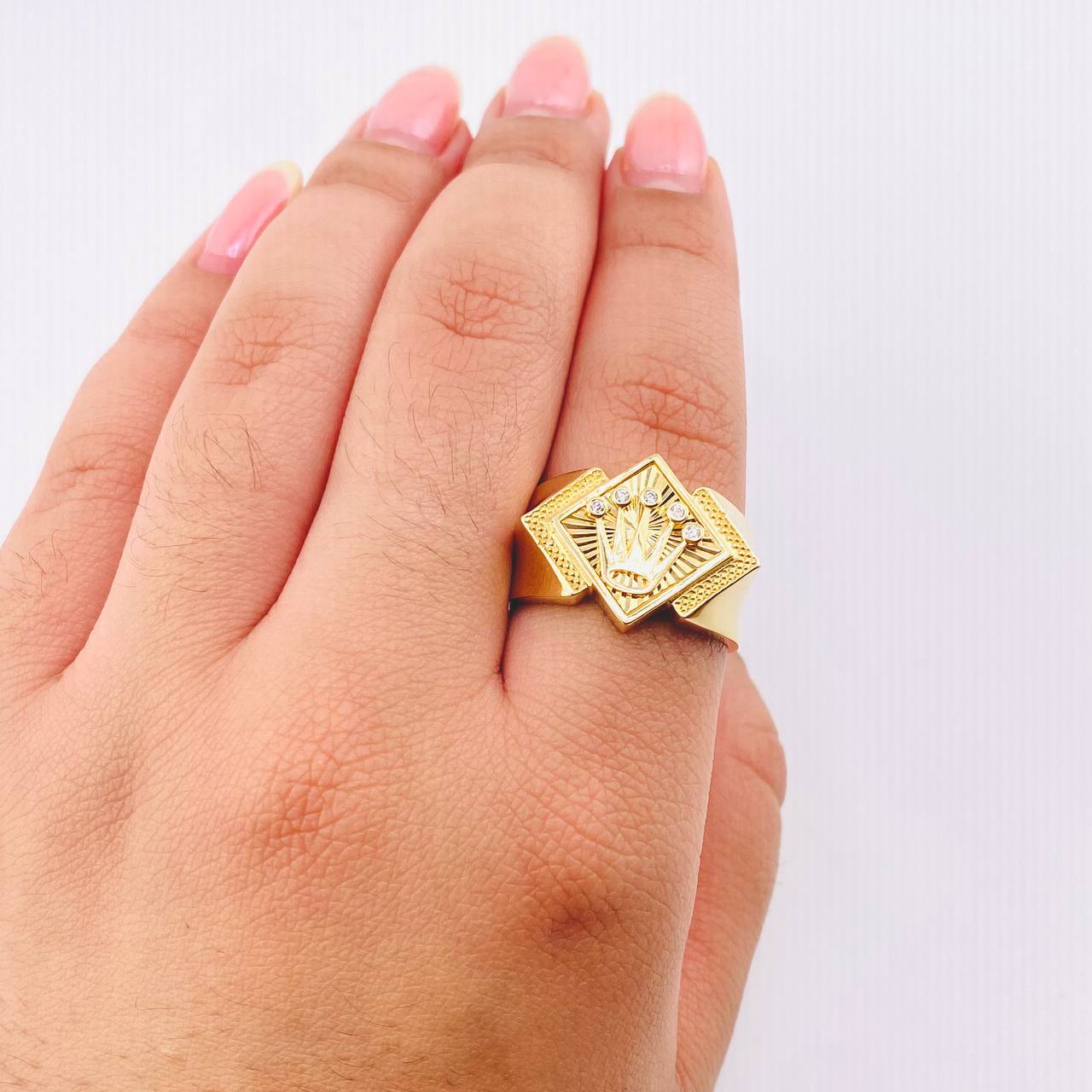 Anillo Rombo Corona 5.15gr / T10 3/4 / Oro Amarillo 18K *