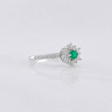 Anillo Flor Esmeralda 0.12pts 1.7g / T7 Plata 925