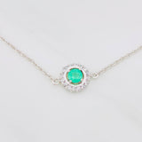 Pulso Halo Circular Esmeralda 0.38pts 2.15g / 17.05cm / 0.94mm Plata 925