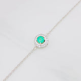 Pulso Halo Circular Esmeralda 0.38pts 2.15g / 17.05cm / 0.94mm Plata 925