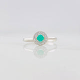 Anillo Halo Circular Esmeralda 0.15pts 1.1g / T9 Plata 925