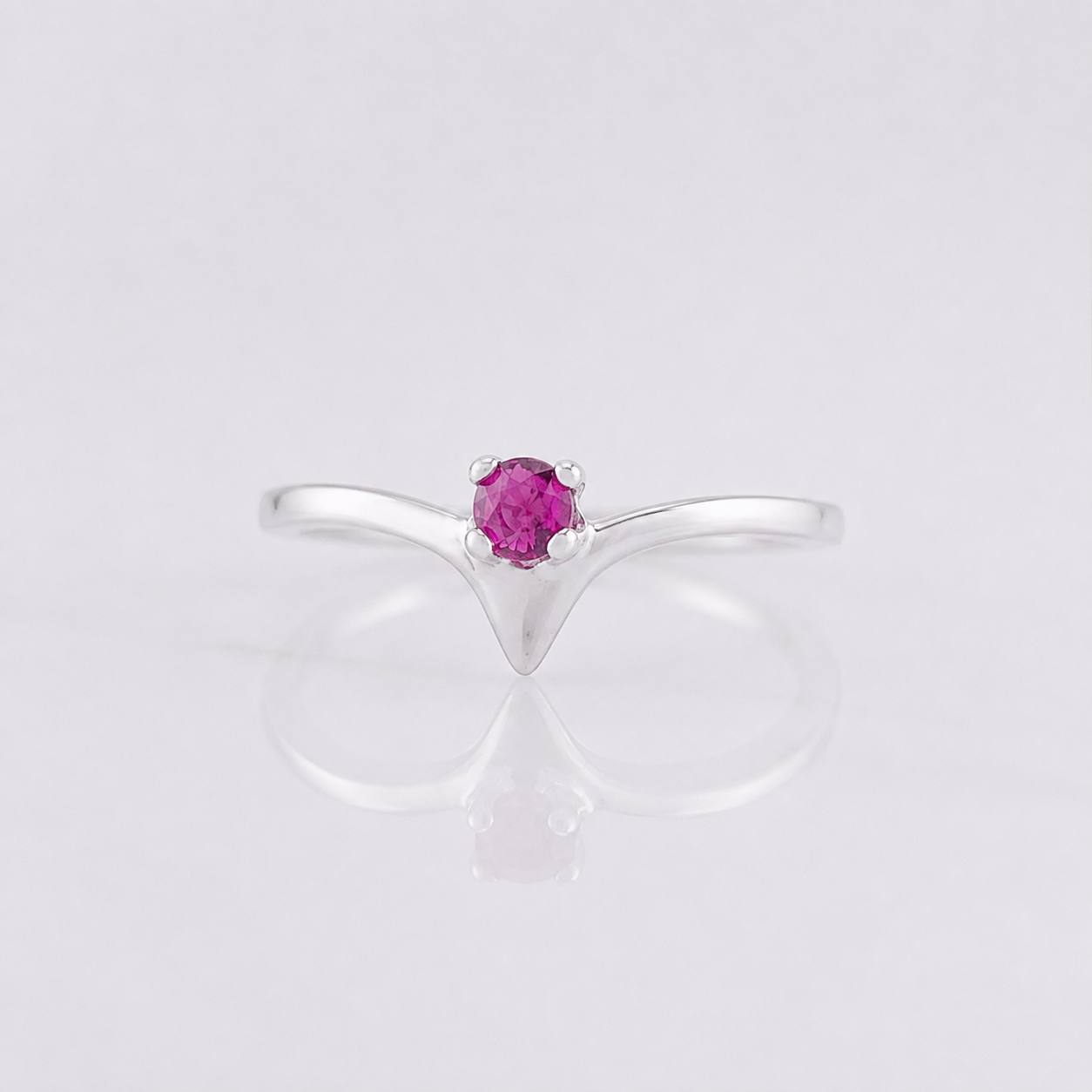 Anillo Promesa Rubí 10pts 1g / T6 1/2 Plata 925