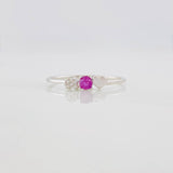 Anillo Corazones Rubí 10pts 0.65g / T6 1/2 Plata 925