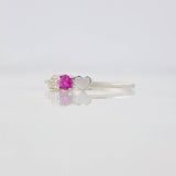 Anillo Corazones Rubí 10pts 0.65g / T6 1/2 Plata 925