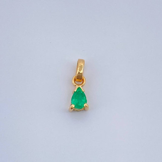 Dije Lagrima Esmeralda 0.3gr / 1cm / Oro Amarillo 18K %