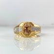 Anillo Cruz 6.8gr / T10 1/4 / Ovalado Circones Blancos Tres Oros *
