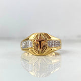 Anillo Cruz 6.8gr / T10 1/4 / Ovalado Circones Blancos Tres Oros *