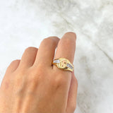 Anillo Cruz 6.8gr / T10 1/4 / Ovalado Circones Blancos Tres Oros *