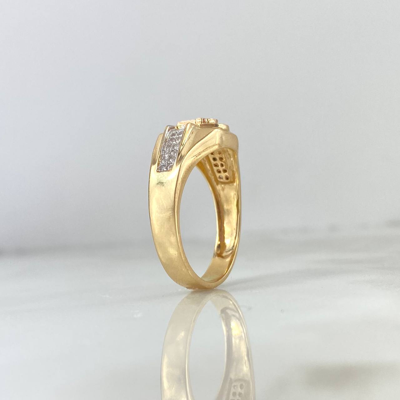 Anillo Cruz 6.8gr / T10 1/4 / Ovalado Circones Blancos Tres Oros *