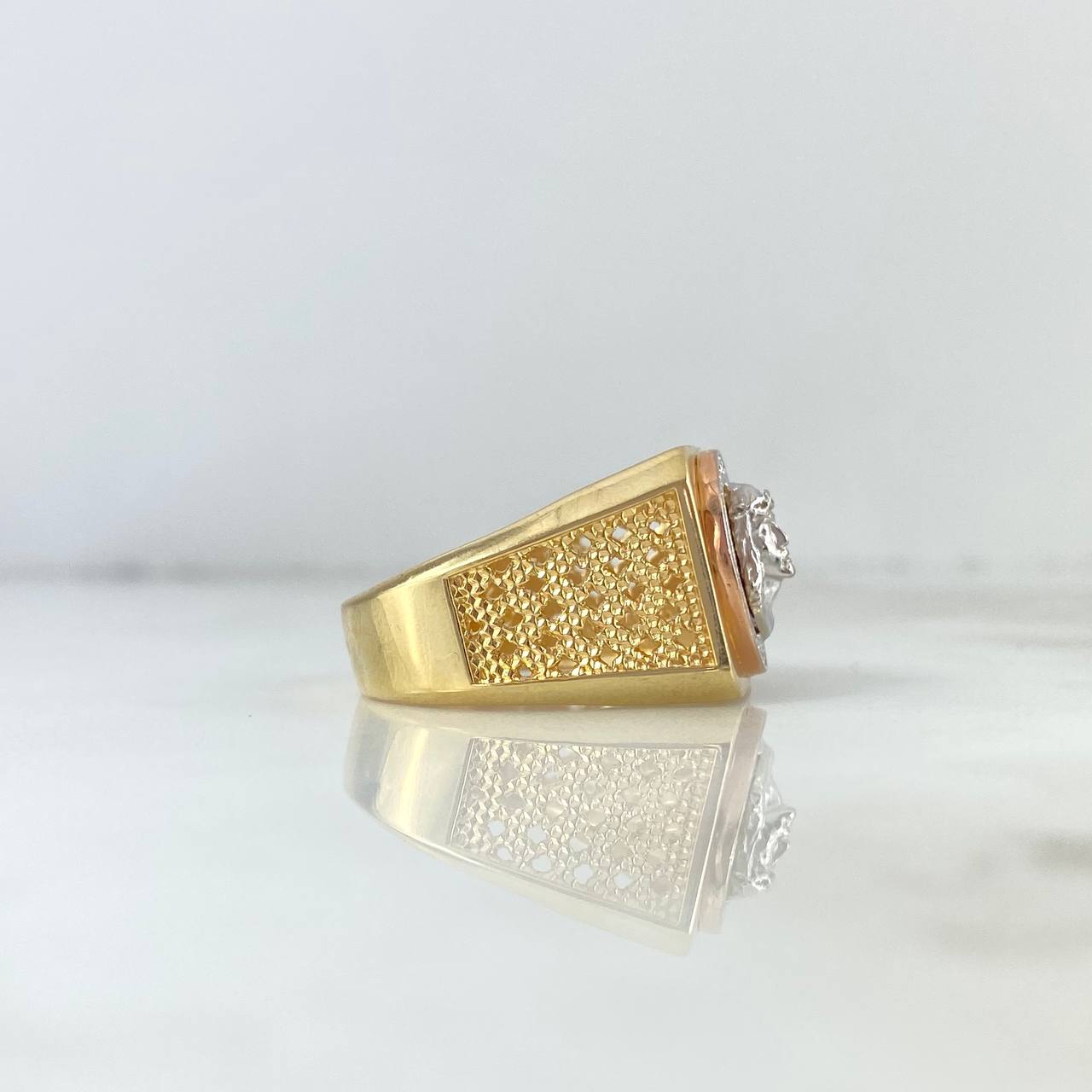 Anillo Rostro Cristo Circulo 10.3gr / T10 / Circones Blancos Tres Oros *