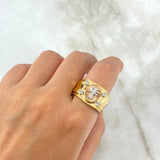 Anillo Cruz 11.15gr / T10 3/4 / Ovalado Circon Blanco Tres Oros *
