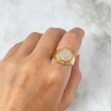 Anillo Octagonal 5.75gr / T9 3/4 / Circones Blancos Oro Amarillo