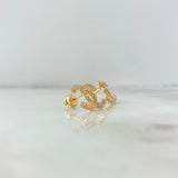 Topos Ola Cruzada 0.9gr / Circones Blancos Oro Amarillo 18K &