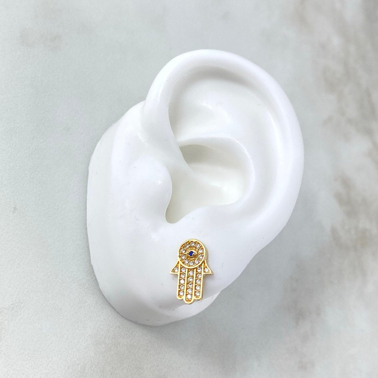 Set Mano Hamsa 3.5gr Dije / 2.2cm + Topos Circones Blancos Azul Oro Amarillo (A.C)