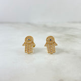 Set Mano Hamsa 3.5gr Dije / 2.2cm + Topos Circones Blancos Azul Oro Amarillo (A.C)