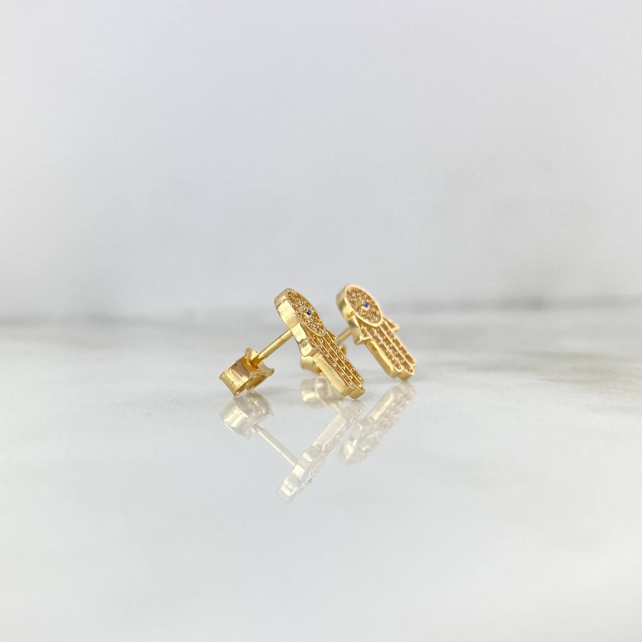 Set Mano Hamsa 3.5gr Dije / 2.2cm + Topos Circones Blancos Azul Oro Amarillo (A.C)