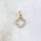 Dije Flor Silueta 1.4gr / 2.2cm / Circones Blancos Oro Rosa 18K