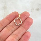 Dije Flor Silueta 1.4gr / 2.2cm / Circones Blancos Oro Rosa 18K