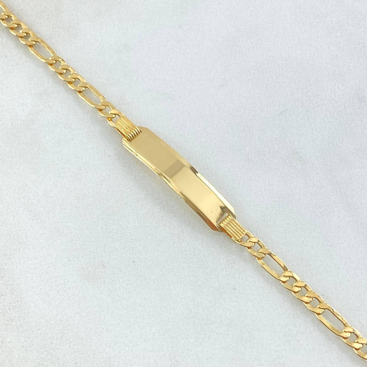 Pulso Figaro Placa Rectangular 3.7gr / 19cm / 3.3mm Oro Amarillo +0 18K ©